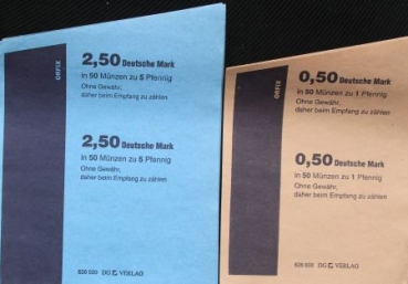 Deutsche Mark 1970 Coinrollpaper 50 Pfenning to 5 Mark sheeds each 3 pieces (1949)